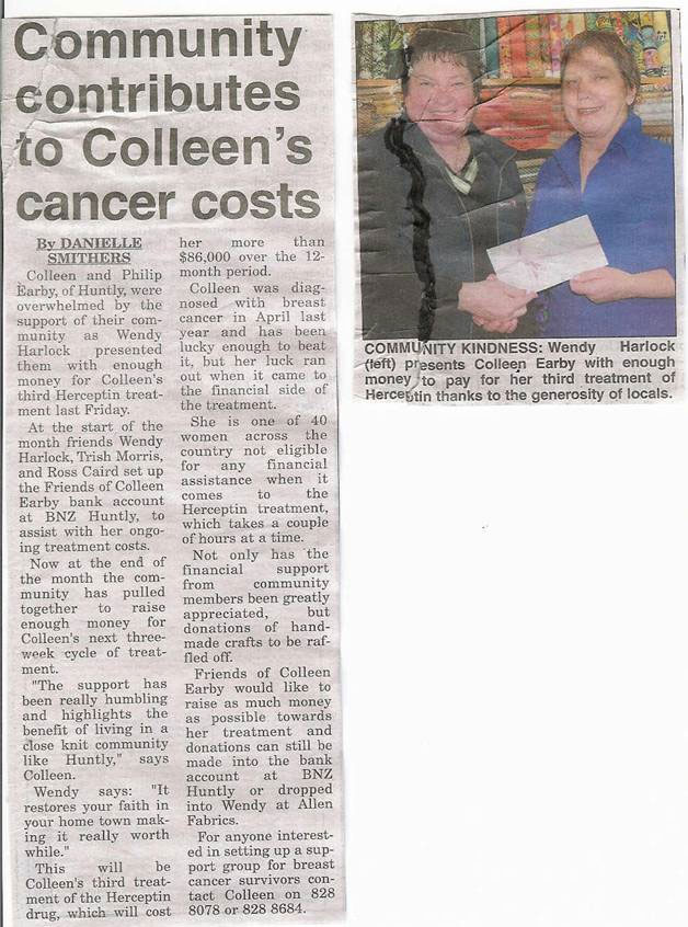 Community contributes to Collen's cancer 
              costs